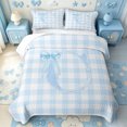 thumbnail image 2 of Manfei Blue Alphabet C Design Twin Quilt Set,Pixel Geometric Grid Twin Coverlet Set,3-Piece,1 Bedspread and 1 Pillowcase, 2 of 7