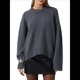 thumbnail image 3 of Suéter de Mujer, Cuello Redondo, Larga, Holgado, Tejido Suave, Dobladillo Acanalado, para Otoño e Invierno. Gris Oscuro Talla Única, 3 of 10
