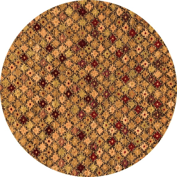 Ahgly Company Indoor Round Abstract Orange Modern Area Rugs, 6' Round