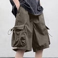 thumbnail image 5 of Men's Outdoor Cargo Shorts, Quick Dry Breathable Multi-Pocket Drawstring Shorts for Hiking Camping Daily Wear Daily Outdoor Activity Bronze 4XL, 5 of 5