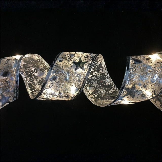 Agiferg Christmas Decoration LED Ribbon Lights Christmas Tree Ornaments DIY Lace Bow String Lights Decoration
