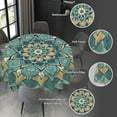 thumbnail image 5 of Mandala Sage Green Waterproof Picnic Patio Party Round Table Cloth Cover Decorations Fabric 60 Inch Circular Tablecloth for 20-47 Inch Home Dining Room Kitchen Decor, 5 of 6