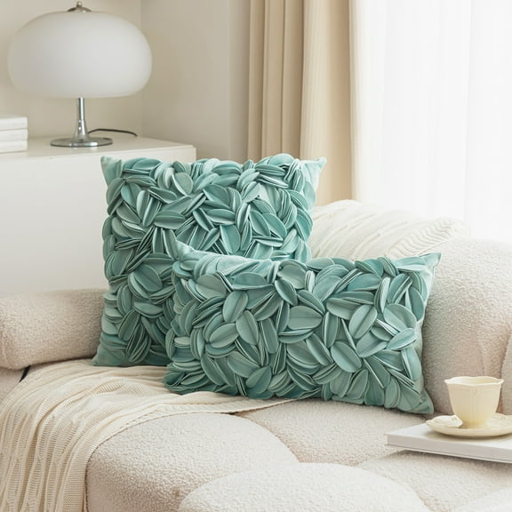 Nvzi Decorative Throw Pillow Covers New Luxury Series Style Fluffy Pillow Case Cushion Cover for Sofa Bedroom Car 12 x 20 Inch Light Blue