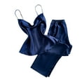thumbnail image 2 of CLOISE Sleep Sets for Women 2-Piece Sexy Comfort Silk Satin Cami Sleepwear Tees and Comfortable Lounge Pants Loungewear Sets Soft Solid 2024 Cute Loungewear, 2 of 4