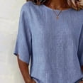 thumbnail image 4 of Neewe Women's Summer Casual Crewneck Half Sleeve T-Shirts Plain Loose Fit Cotton Linen Basic Tops Tees Blouses, 4 of 8