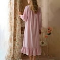 thumbnail image 4 of Youmylove Vintage Style Sleeping Dress For Women Sleepwear Cotton Long Sleeve Nightgown For Spring Autumn Loungewear Casual Pjs Nightwear, 4 of 9