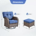 thumbnail image 2 of Gymojoy 4-Piece Outdoor Wicker Swivel Glider Chair Set, Patio Rocking Lounge Chair Set with Matching Ottomans, Patio Bistro Set with 5 in. Thick Olefin Cushion for Porch, 2 of 8