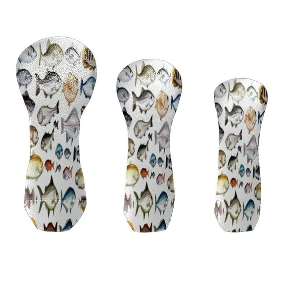 Golf Club Head Cover Waterproof Leather for Driver Golf Accessories Men Women Golf Gift for Golfers 1/3/5 Fairway Wood Cover Fish Pattern