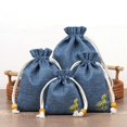 thumbnail image 1 of Bolsa de lino y algodón, bolsa pequeña para tazas, bolsa para guardar joyas, bolsa con cordón, bolsa de brocado hecha a mano, bolsa para jugar, bolsa con cuentas y plato, 1 of 4