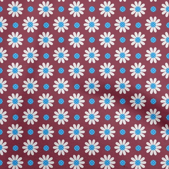oneOone Velvet Maroon Fabric Floral Retro Sewing Material Print Fabric By The Yard 58 Inch Wide