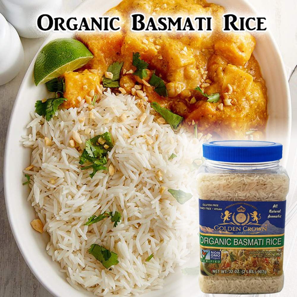 Golden Crown Basmati White Rice 32 oz (Pack of 4)