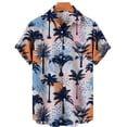 thumbnail image 2 of Camisas De Vestir Para Hombre Casual Hombres Solapa Estampado Manga Corta Puños Botón Puerto Estilo Floral Camisa Sand Beach Hawaiianss Summer Top (Light Blue, S), 2 of 3
