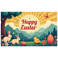 thumbnail image 3 of Adorable Bunny Chick Easter Banner with Flowers Eggs Background Party Decorations Photo Props Easter Celebration Spring Festival Home Decor, 3 of 4