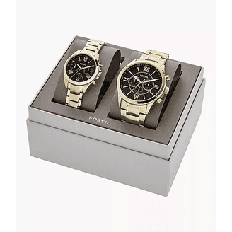 Fossil BQ2737SET His and Hers Multifunction Two-Tone Stainless