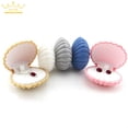 thumbnail image 4 of 1 Piece Shell Shape Lovely Velvet Wedding Engagement Ring Box For Earrings Necklace Bracelet Jewelry Display Gift Box Holder White, 4 of 6