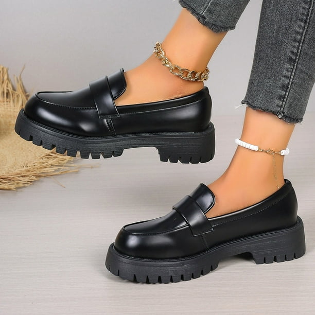 Kayannuo Womens Shoes Clearance Summer Womens Fashion British Uniforms Small Leather Shoes Thick Sole Academy Style Single Shoes Walmart Business Supplies