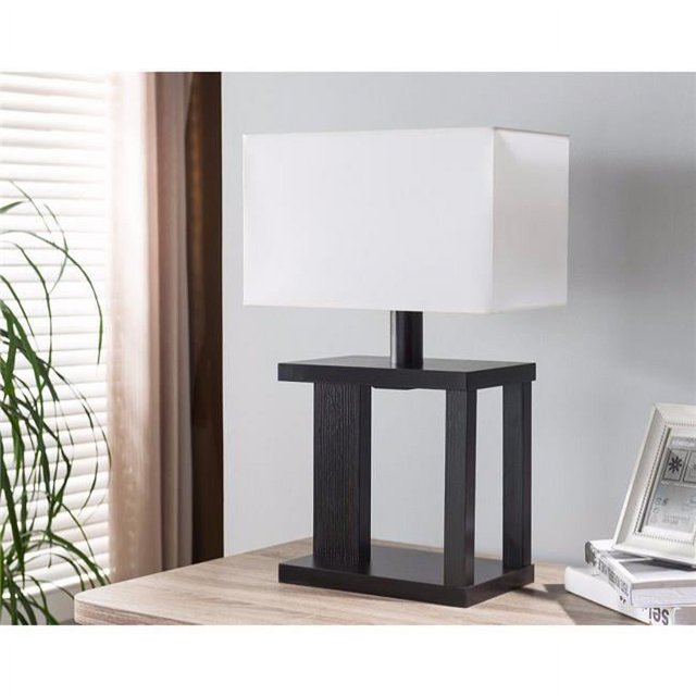 Benzara BM148834 Table Lamp with Rectangular Shade, Dark Brown