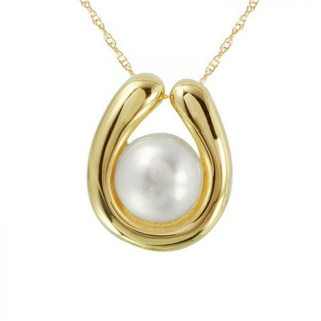 Foreli 7MM Freshwater Pearl 14K Yellow Gold Necklace
