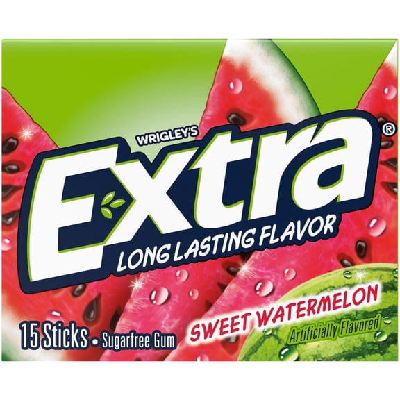 Pack of 4 Extra Sweet Watermelon Sugar Free Chewing Gum - 15 pc - Package may vary