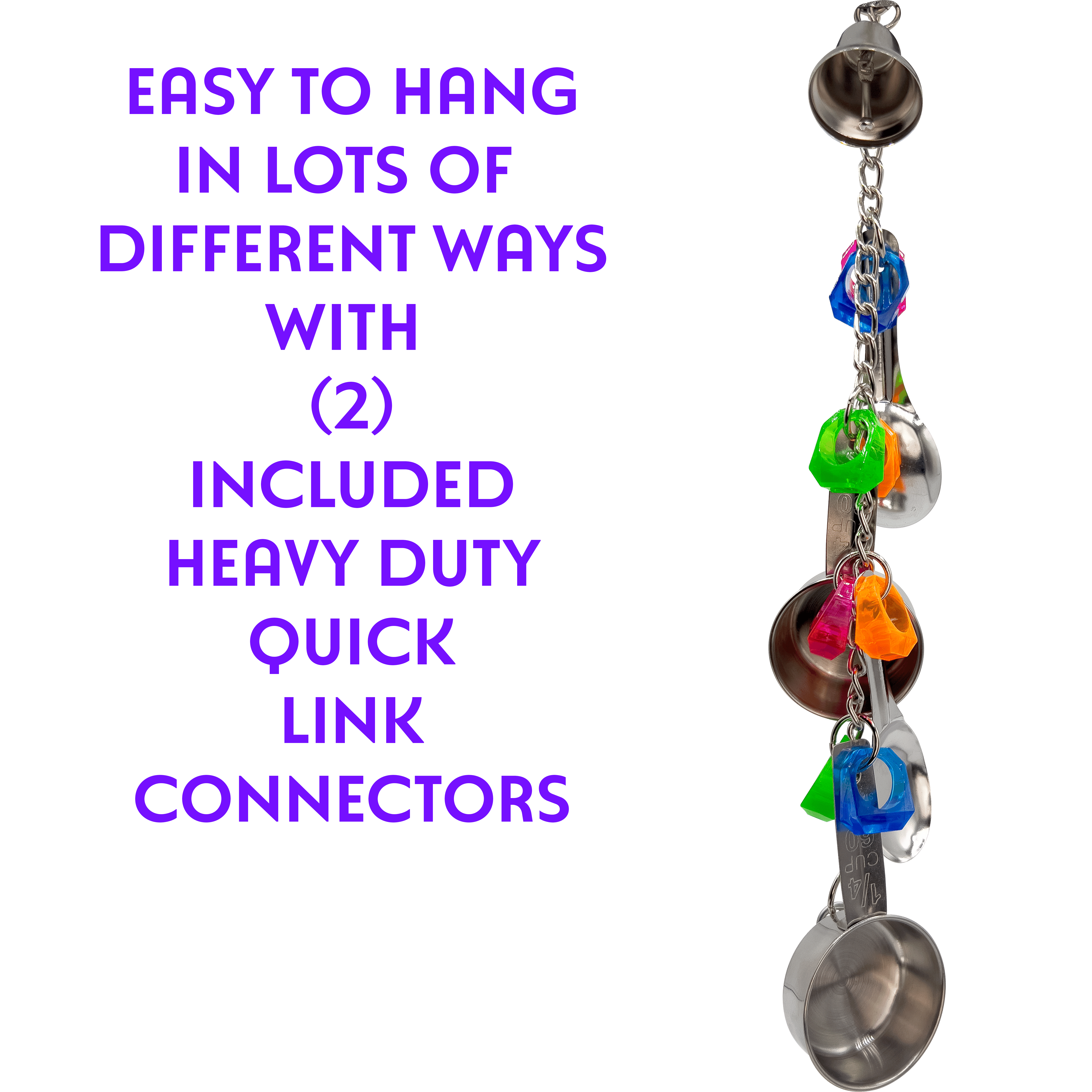 1033 Super Ringy Rattler M&M Bird Toys Colorful Stainless Steel Noisy
