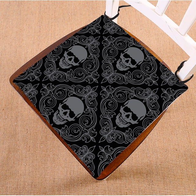 ABPHQTO Dark Balck World Design Calavera con diseño de encaje Cojín de silla Cojín de asiento Cojín de silla Cojín de suelo con memoria transpirable Cojín s 50x50 cm ABPHQTO Chair-SL-73-20x20