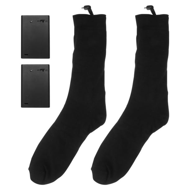 GOOHOCHY 1 par de calcetines Calcetines de algodón de doble capa Calentadores para calentar Calcetines térmicos con calefacción Baterías de invierno Calentadores de mantenimiento no incluidos Batería