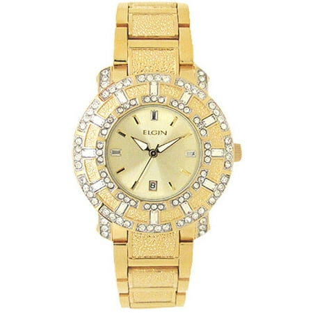 Elgin Men's Crystal Accented Champagne Dial Date Watch, Gold