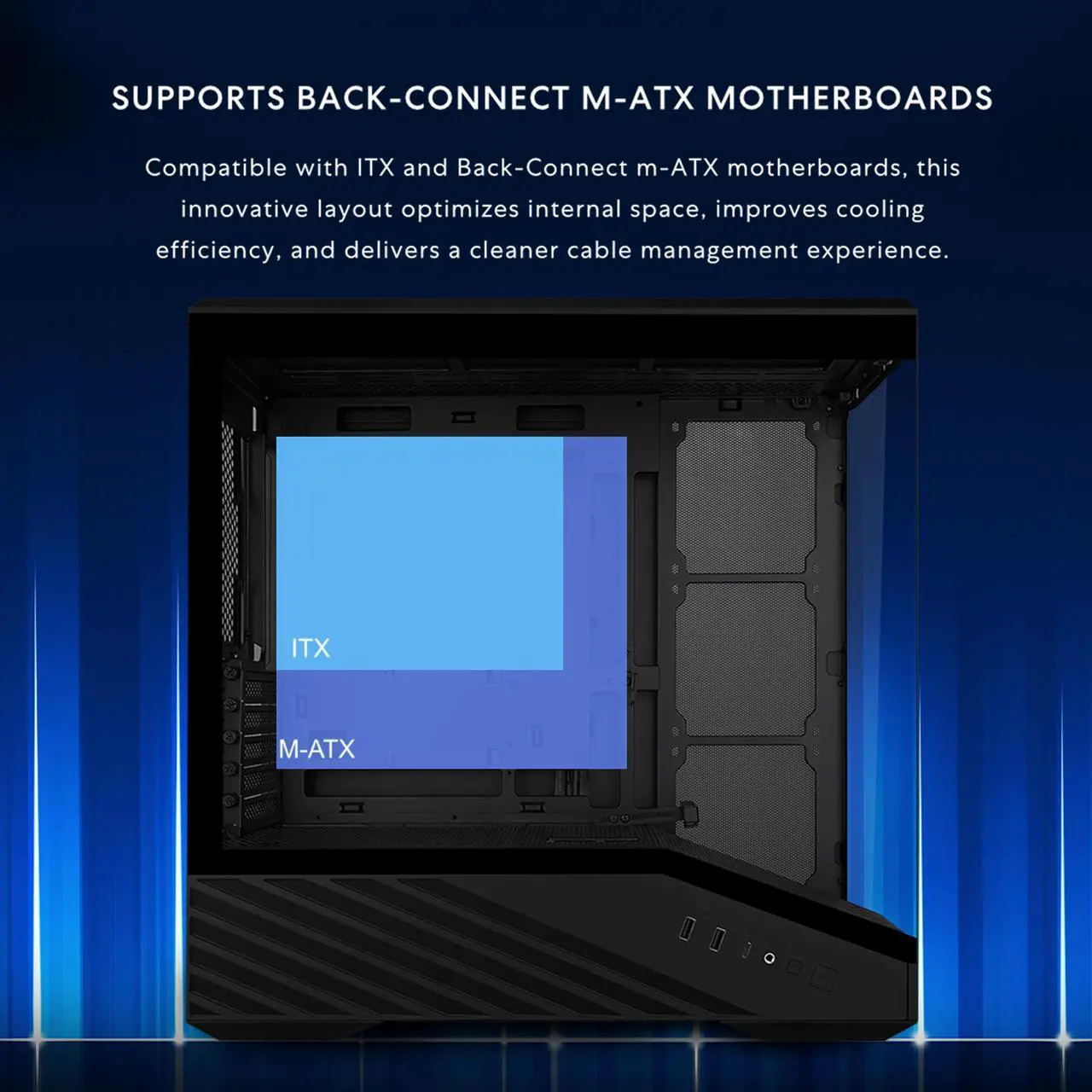 Lian Li Vector V100 MINI Micro-ATX Compact PC Case, Panoramic Tempered Glass, 415mm GPUs