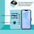 thumbnail image 3 of Wallet Case Compatible for iPhone 16, PU Leather Magnetic Closure Protective Flip Folio Case with 3 Card Holder and Wrist Strap Cover Women Men,Sky Blue,For iPhone 16, 3 of 7