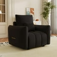 thumbnail image 6 of Newest Black Teddy Fabric Lounge Chair, 38.1" Modern Accent Chair, Plush Upholstered Single Seater,Pillow, for Apartment, Office,Living Room, 6 of 6