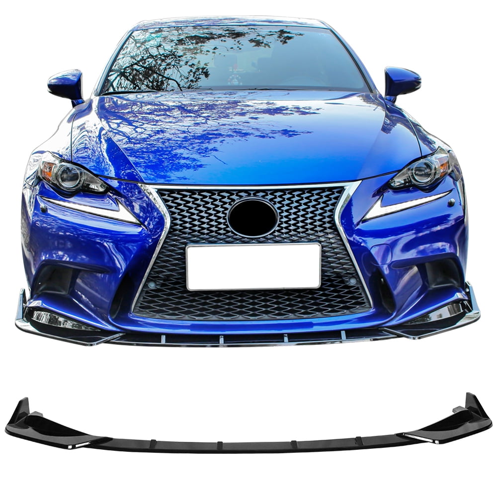Ikon Motorsports Compatible with 14-16 Lexus IS F Sport IKON Style Gloss Black 3PCS Front Bumper Lip