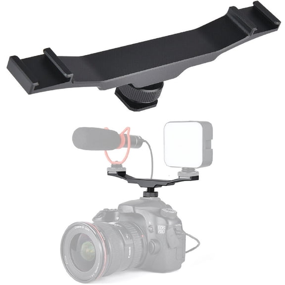 Versatile Cold Shoe Bracket 1/4 Threaded Holes, Hot Shoe Compatibility for Tripods and Camera Holders