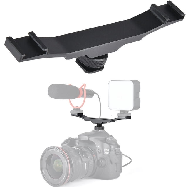 Versatile Cold Shoe Bracket 1/4 Threaded Holes, Hot Shoe Compatibility for Tripods and Camera Holders