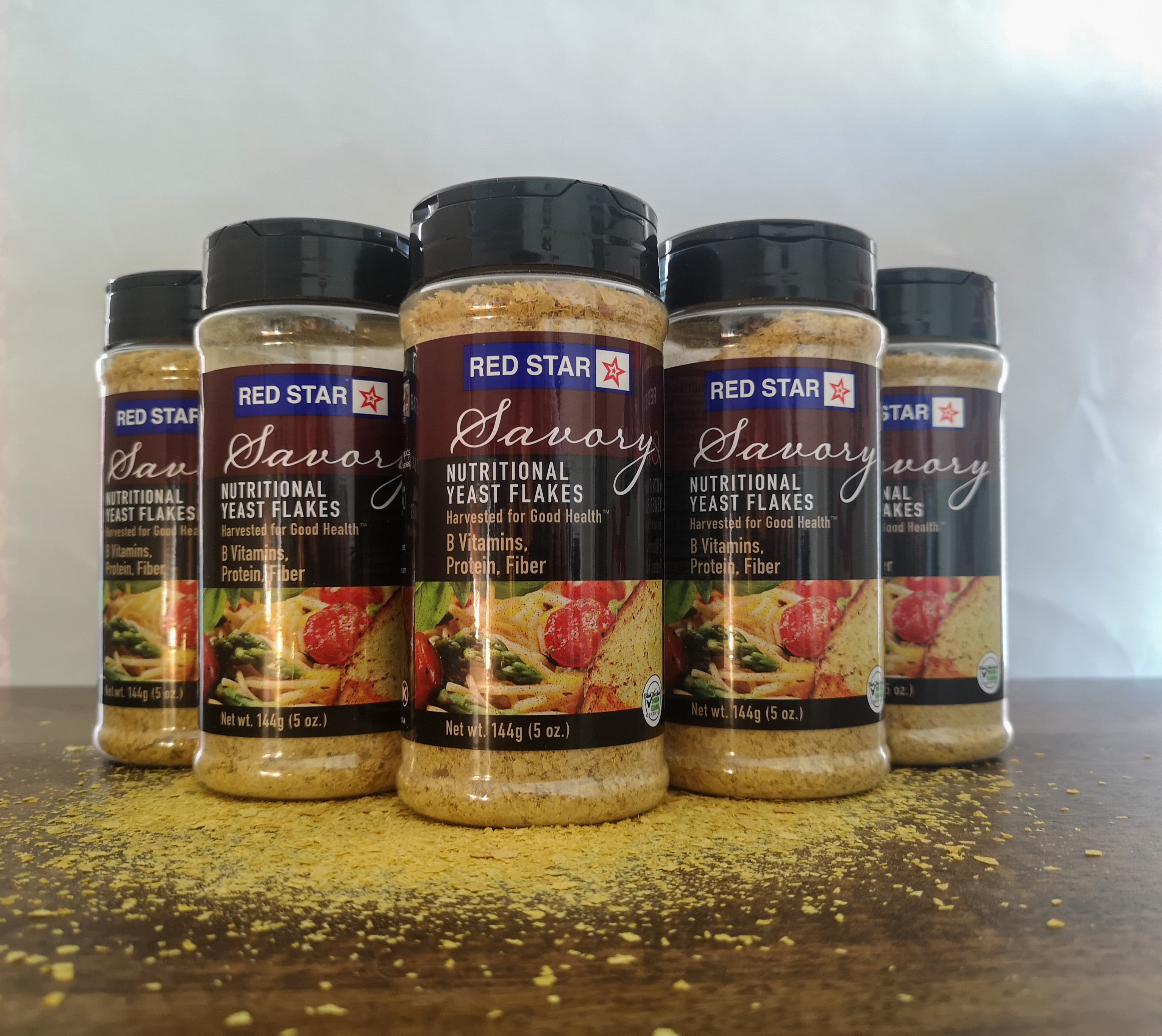 (6 pack) Red Star Savory Nutritional Yeast Flakes, 5 oz Shaker, Contains Soy