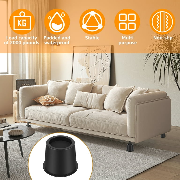 ANNKUT 12-Pack Heavy Duty Bed Risers - 4 Inch Adjustable Furniture Lifts For Beds, Sofas & Desks