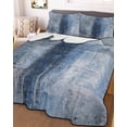 thumbnail image 2 of Blue Summer Quilt Set Full Size,Soft Microfiber Quilted Bedding Set with 2 Pillow Shams,Retro Oil Painting Modern Abstract Art Aesthetics Lightweight All Season Bedspread Coverlet for Bedroom 78"x90", 2 of 6
