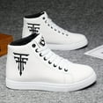 thumbnail image 3 of [Stylish High Top Sneakers] Stylish, Comfortable, Fashionable 1 Pair Men's Casual High-Top Sneakers - Lace-Up with Black Logo, Ideal for Outdoor Activities, Walking, and Sports, All-Season Sneakers, 3 of 8