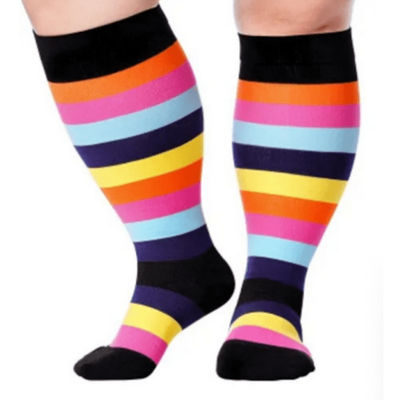 3 Pairs Plus Size Compression Socks for Women Men 20-30 mmHg, Wide Calf Stockings Best Support for Circulation, Running