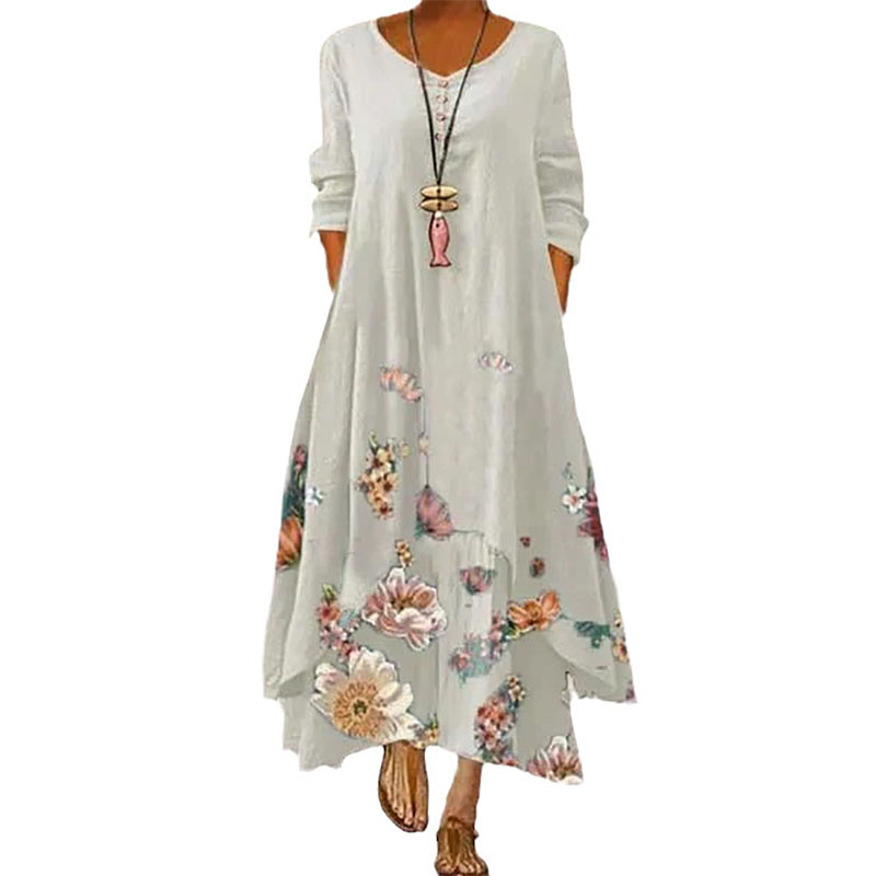 Women Casual Floral Long Sleeve Crew 