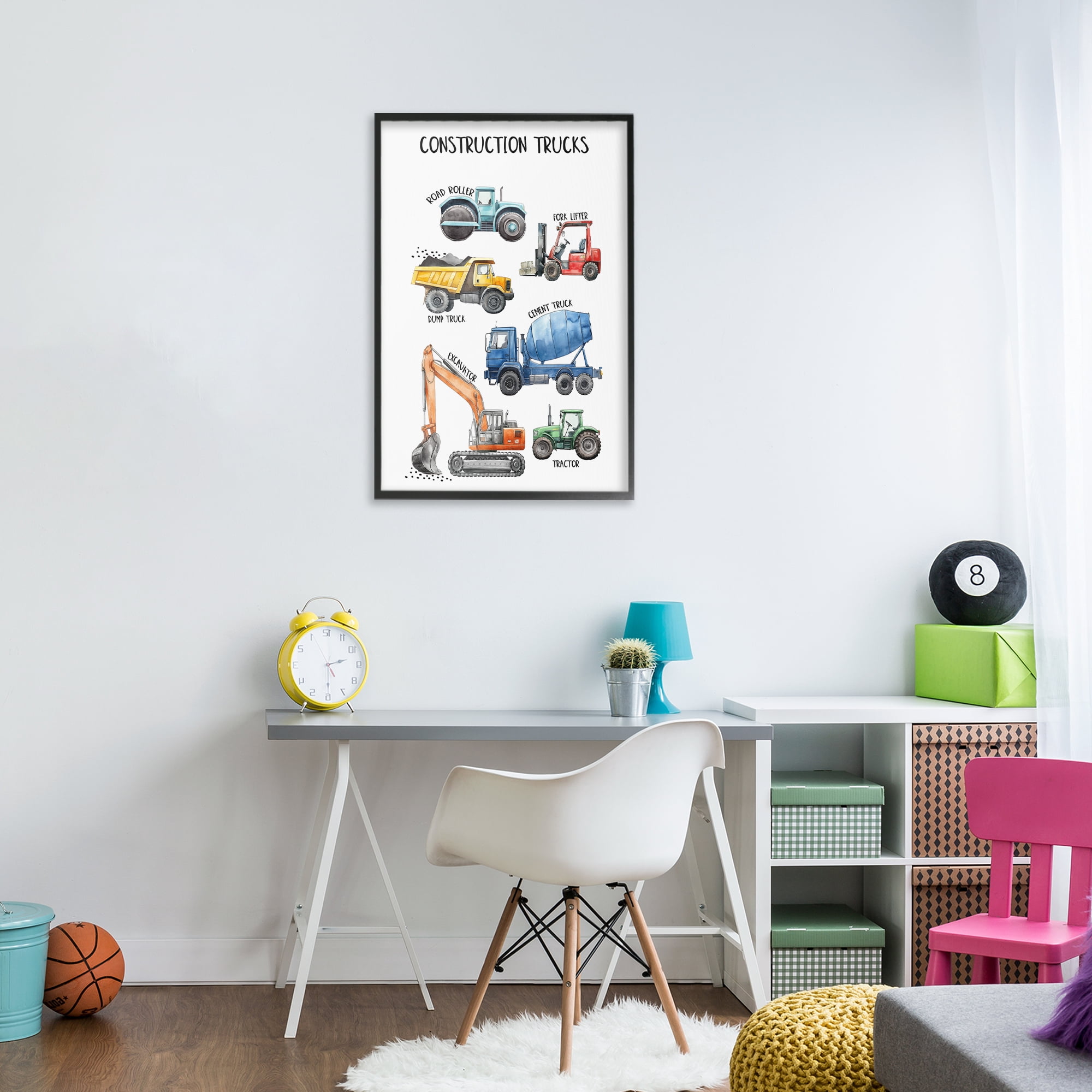 Stupell Industries Utility Trucks Construction Black Framed Giclee Art, design by Christine Simpson Art