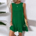 thumbnail image 6 of JoveMarine Summer Dress for Women Lace Round - Neck Ruffled Edges Sleeveless Casual Vest Dress with Tie Detail, Lightweight Mini Dress,Green M, 6 of 9