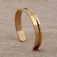 thumbnail image 4 of Zuo Bao Handstamped Inspirational Message Hair Tie Bracelet Stainless Steel Grooved Cuff Bangle for Women Girls(No Words - Gold), 4 of 5