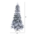 thumbnail image 4 of Nearly Natural 8' Flocked Spruce Artificial Christmas Tree Prelit with LED Lights, White, 4 of 9