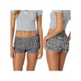 thumbnail image 3 of Yunliwuli Women Plaid Shorts, Elastic Waist Casual Shorts Summer Streetwear for Daily Date, 3 of 10