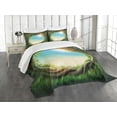 thumbnail image 3 of Ambesonne Tree Quilted Bedspread Set 3 Pcs, Enchanted Forest in Spring, Queen Size, Green Pink Cocoa, 3 of 5