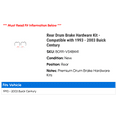 thumbnail image 2 of Rear Drum Brake Hardware Kit - Compatible with 1993 - 2003 Buick Century 1994 1995 1996 1997 1998 1999 2000 2001 2002, 2 of 2