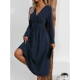 thumbnail image 2 of Women'S Long Sleeve Maxi Dress  Fall Trendy Elegant V-Neck Flowy Wedding Guest Holiday Formal Long Dresses, 2 of 7