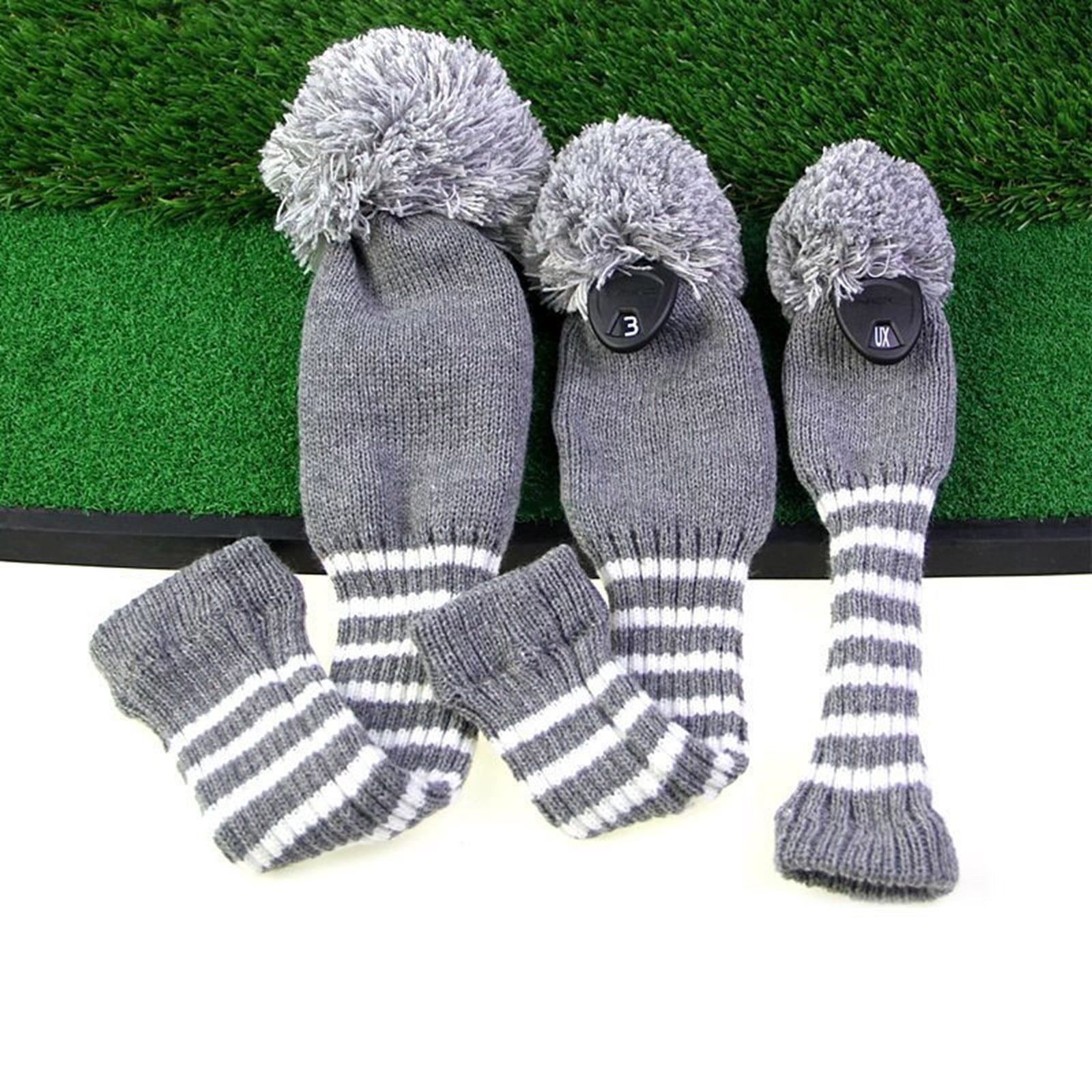 3pcs Golfs Club Head Covers Knitted Styles Headcover Leisure Styles Golfs Covers for Driver Protecting and Longevity