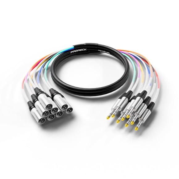 Cable Snake PRORECK de 8 canales, blindado, 3 m, TRS a XLR macho