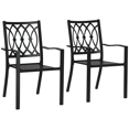 thumbnail image 1 of Outsunny 2 PCs Dining Chairs w/ Stackable Design, Outdoor Armchair, Black, 1 of 10